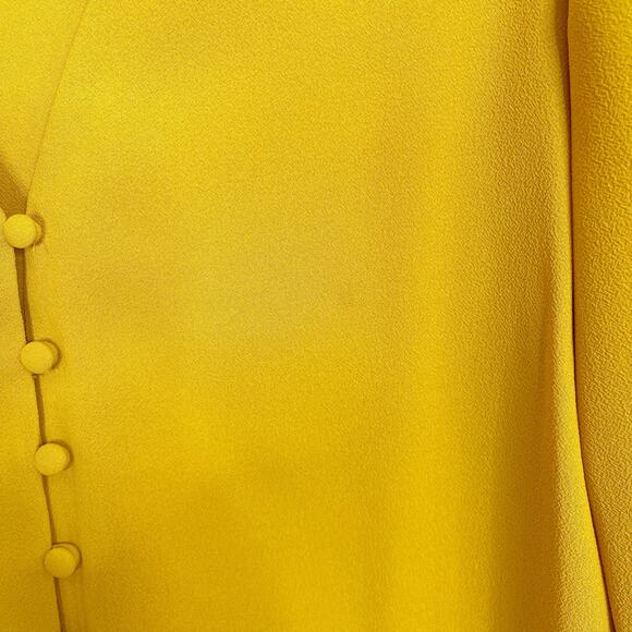 1. State Button Front Blouse Top in Honey Pot Yellow XSmall XS VNeck Ruffle Cuff - Picture 5 of 9